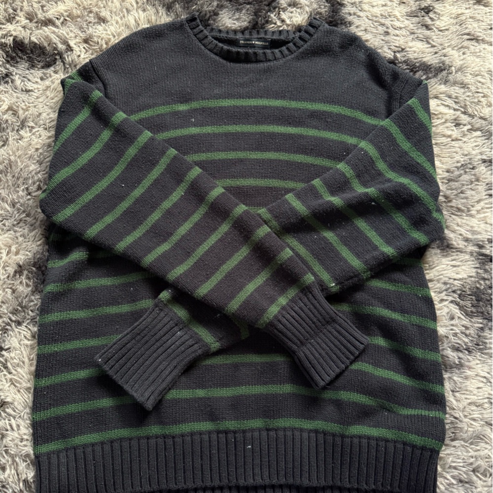 John Galt Brandy Melville Women's Navy and Green Jumper